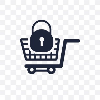 Güvenli alışveriş şeffaf simge. Güvenli alışveriş sembolü tasarım e-ticaret koleksiyonundan. Basit öğe vektör çizim şeffaf arka plan üzerinde.