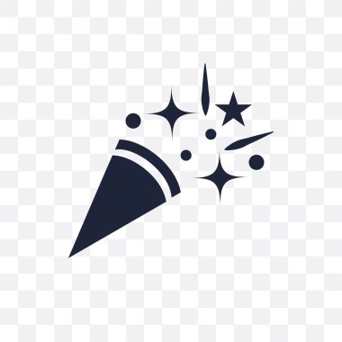 Konfeti şeffaf simge. Konfeti sembolü tasarım Noel koleksiyonundan. Basit öğe vektör çizim şeffaf arka plan üzerinde.