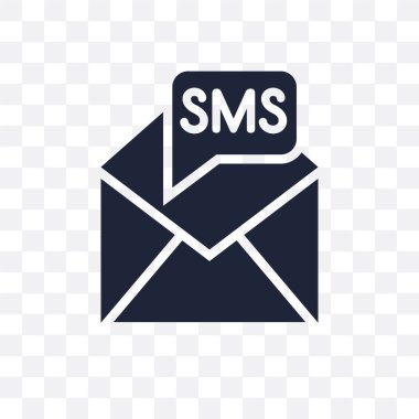 SMS şeffaf simge. SMS sembolü tasarım iletişim koleksiyonundan. Basit öğe vektör çizim şeffaf arka plan üzerinde.