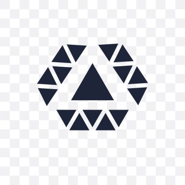 Altıgen şeffaf simge içinde birden çok üçgen. Altıgen sembol içinde birden çok üçgen geometrisi koleksiyonundan tasarlayın. Basit öğe vektör çizim şeffaf arka plan üzerinde.