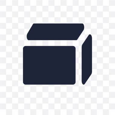 Yan tarafına bir küp şeffaf simgesi. Geometri koleksiyonundan yan tarafına bir küp simge tasarım. Basit öğe vektör çizim şeffaf arka plan üzerinde.