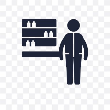 Eczacı şeffaf simge. Eczacı sembolü tasarım meslekler koleksiyonundan. Basit öğe vektör çizim şeffaf arka plan üzerinde.