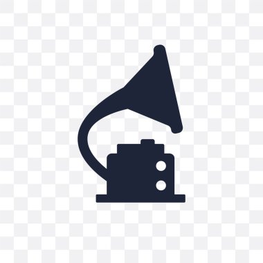 Gramofon şeffaf simge. Gramofon sembolü Tasarım Müzesi koleksiyonundan. Basit öğe vektör çizim şeffaf arka plan üzerinde.