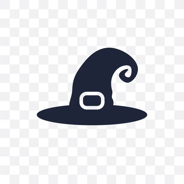 魔女帽子の透明なアイコン おとぎ話のコレクションから魔女帽子シンボル デザイン 透明な背景に単純な要素ベクトル図 — ストックベクタ