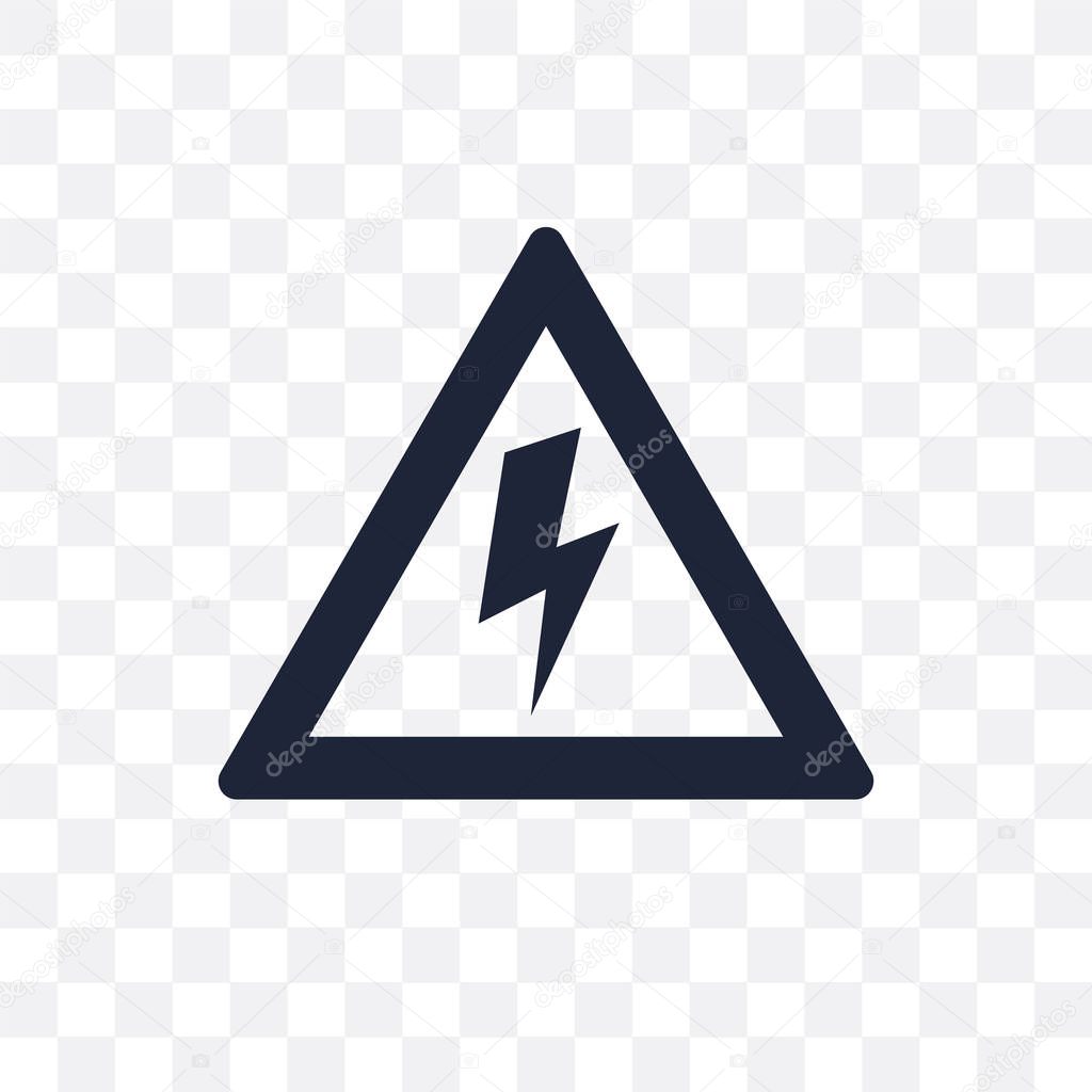 High voltage transparent icon. High voltage symbol design from Construction collection. Simple element vector illustration on transparent background.