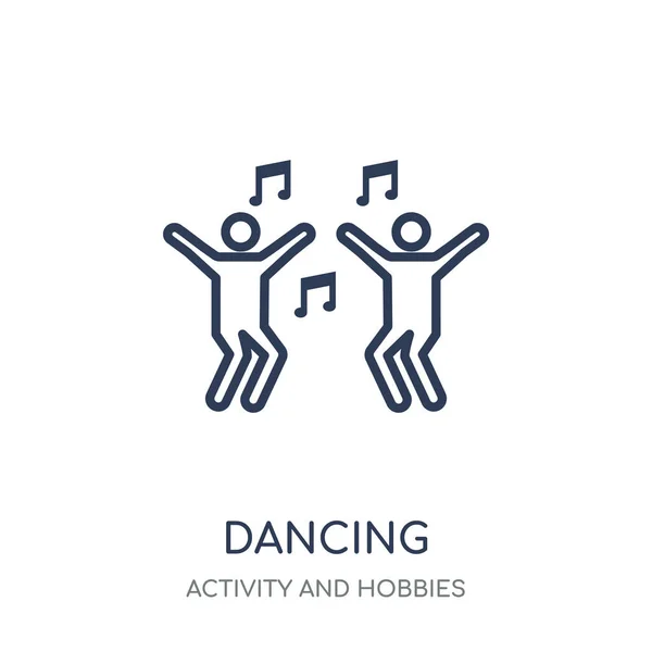 アイコンを踊る 活動や趣味のコレクションから線形シンボル デザインを踊る 白い背景の上の簡単なアウトライン要素ベクトル図 — ストックベクタ