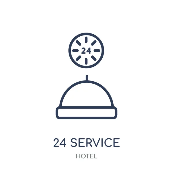 24服务图标 24服务线性符号设计从酒店集合 简单的大纲元素向量例证在白色背景 — 图库矢量图片