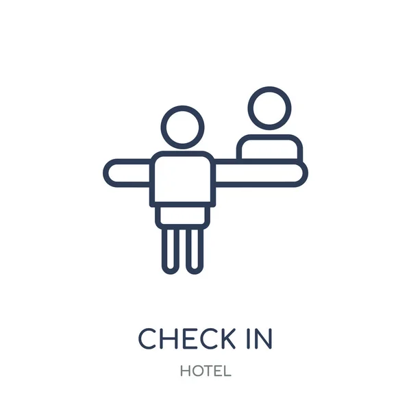 签入图标 从酒店集合中查看线性符号设计 简单的大纲元素向量例证在白色背景 — 图库矢量图片