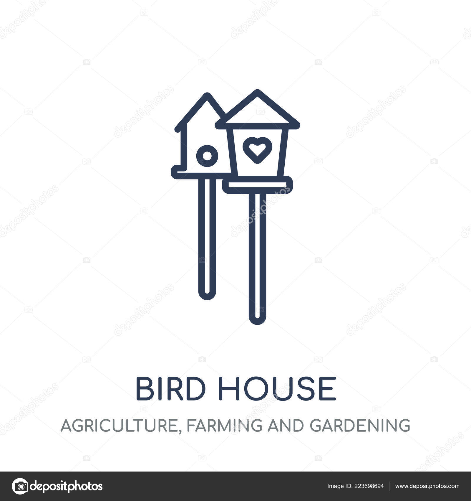 Icône Maison Oiseau Oiseau Symbole Linéaire Elaboration