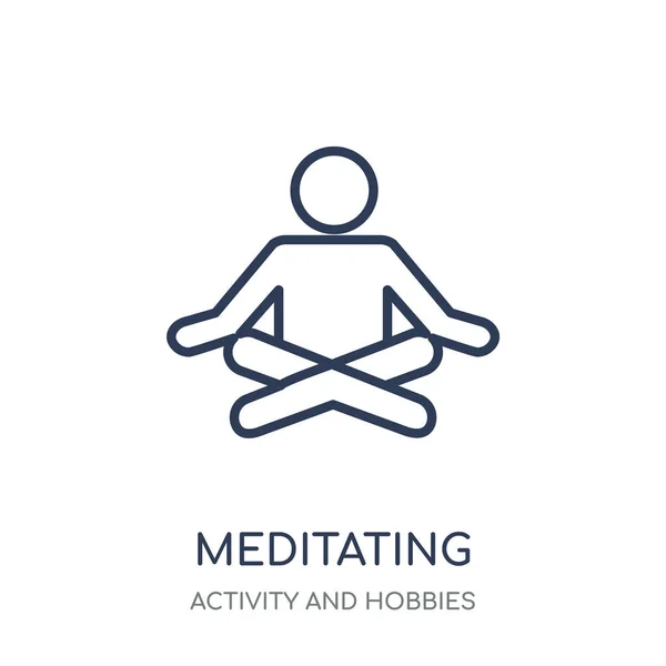 Meditating Icon Meditating Linear Symbol Design Activity Hobbies Collection Simple — Stock Vector