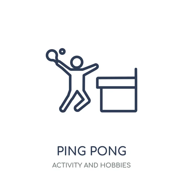 Ping Pong アイコン Ping Pong 線形シンボル デザイン活動や趣味のコレクションから 白い背景の上の簡単なアウトライン要素ベクトル図 — ストックベクタ