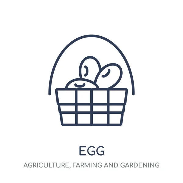 鸡蛋图标 鸡蛋线性符号设计从农业 农业和园艺收藏 简单的大纲元素向量例证在白色背景 — 图库矢量图片