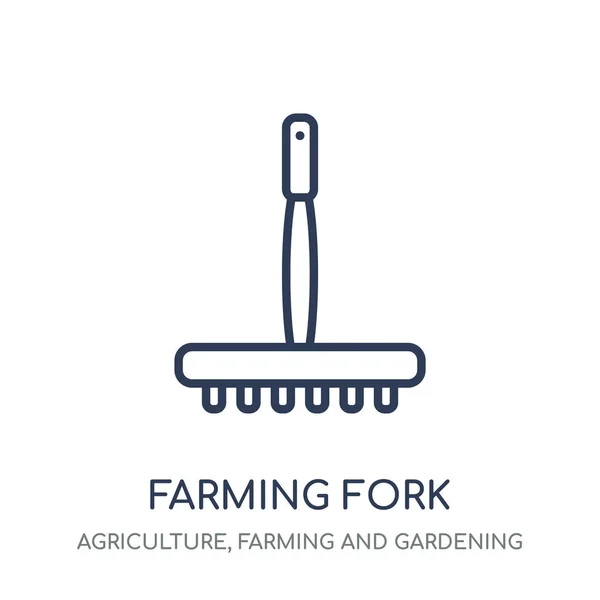 养殖叉子图标 农业叉子线性符号设计从农业 农业和园艺收藏 简单的大纲元素向量例证在白色背景 — 图库矢量图片