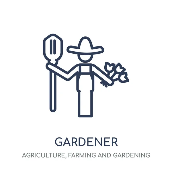 园丁图标 园丁线性符号设计从农业 农业和园艺收藏 简单的大纲元素向量例证在白色背景 — 图库矢量图片