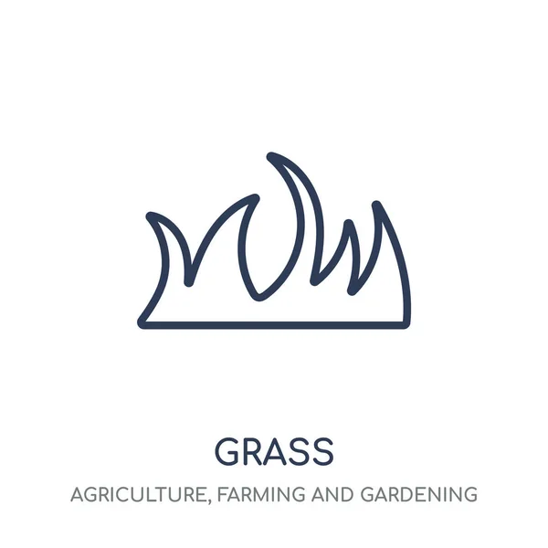 Ikona Trawy Trawa Projekt Symbol Liniowy Rolnictwa Rolnictwo Ogrodnictwo Kolekcji — Wektor stockowy