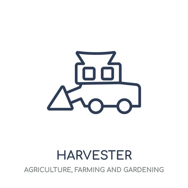 收割机图标 收割机线性符号设计从农业 农业和园艺收藏 简单的大纲元素向量例证在白色背景 — 图库矢量图片