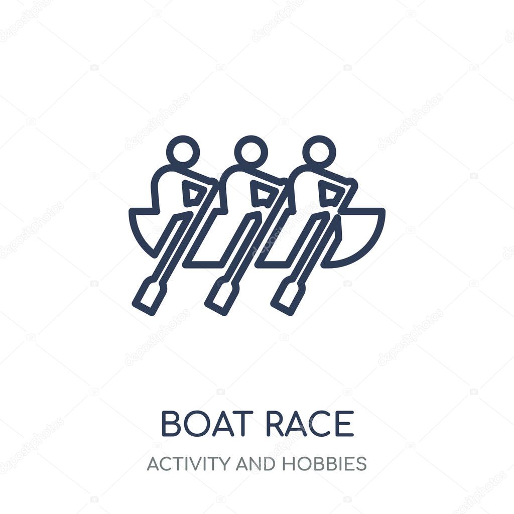 Boat race icon. Boat race linear symbol design from Activity and Hobbies collection. Simple outline element vector illustration on white background.