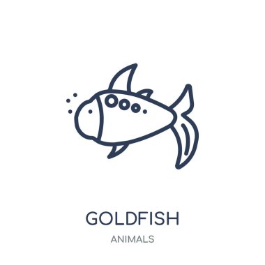 Japon balığı simgesi. Japon balığı doğrusal sembolü tasarım hayvanlar koleksiyonundan. Beyaz arka plan üzerinde basit anahat öğesi vektör çizim.