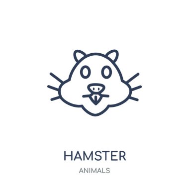 Hamster simgesi. Hamster doğrusal sembolü tasarım hayvanlar koleksiyonundan. Beyaz arka plan üzerinde basit anahat öğesi vektör çizim.