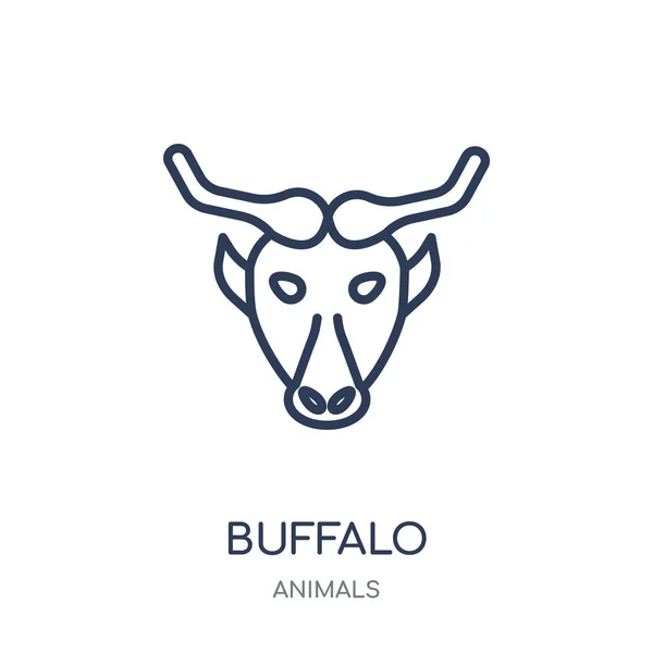 Icône Buffalo Buffalo Conception Symboles Linéaires Collection Animals Illustration Vectorielle — Image vectorielle