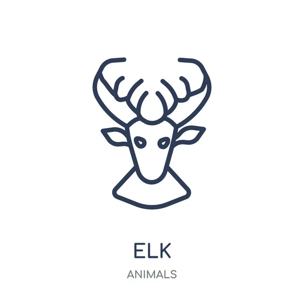 Icono Alce Elk Diseño Símbolo Lineal Colección Animals Esquema Simple — Vector de stock