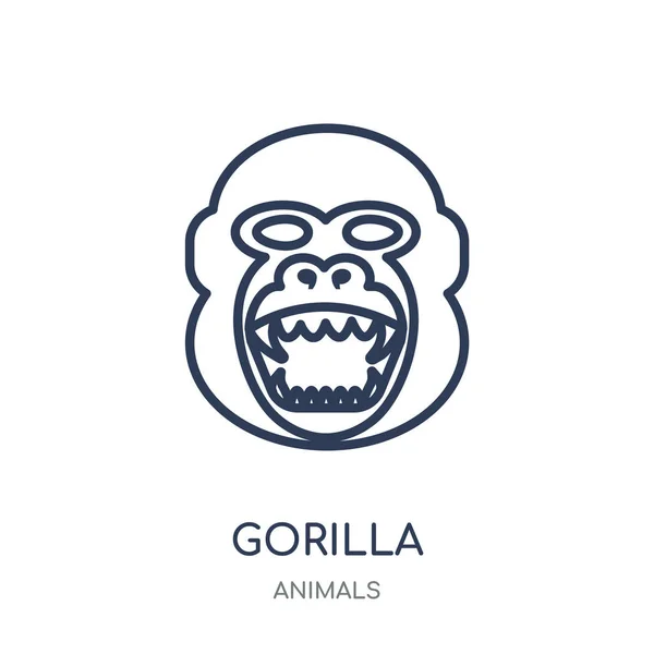 大猩猩图标 大猩猩线性符号设计从动物收藏 简单的大纲元素向量例证在白色背景 — 图库矢量图片