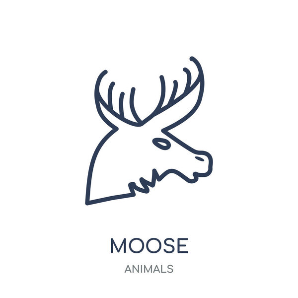 Moose icon. Moose linear symbol design from Animals collection. Simple outline element vector illustration on white background.