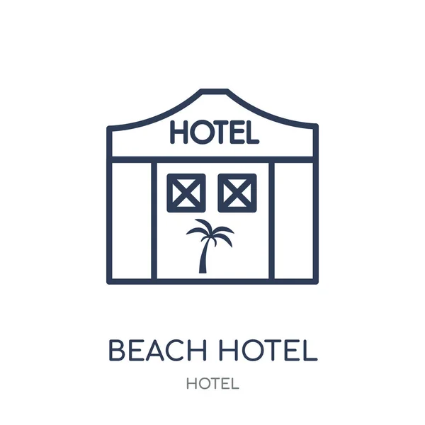 Ícone Hotel Beach Design Símbolo Linear Beach Hotel Coleção Hotel — Vetor de Stock