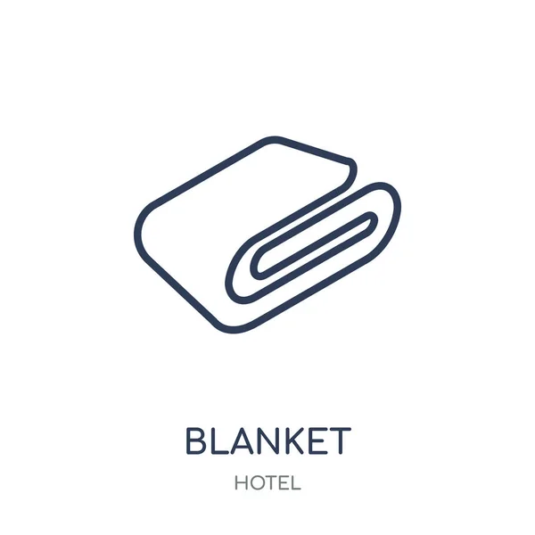 Paket simgesi. Battaniye doğrusal sembolü tasarım Hotel Collection. Beyaz arka plan üzerinde basit anahat öğesi vektör çizim.