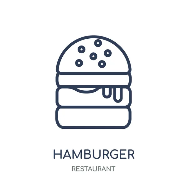 Ikonu Hamburger Hamburger Lineární Symbol Designu Kolekce Restaurací Jednoduchý Přehled — Stockový vektor