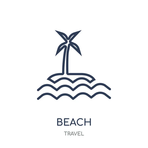 Icono Playa Diseño Símbolo Lineal Playa Colección Travel Esquema Simple — Vector de stock