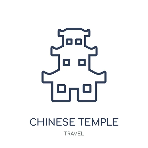中国寺院のアイコン 旅行のコレクションからの中国寺院線形シンボル デザイン 白い背景の上の簡単なアウトライン要素ベクトル図 — ストックベクタ
