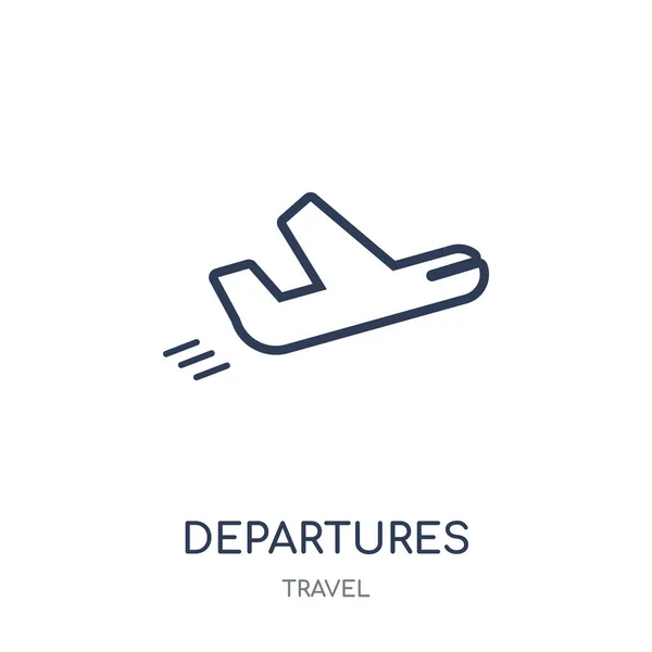 出発のアイコン 旅行コレクションから出発線形シンボル デザイン 白い背景の上の簡単なアウトライン要素ベクトル図 — ストックベクタ