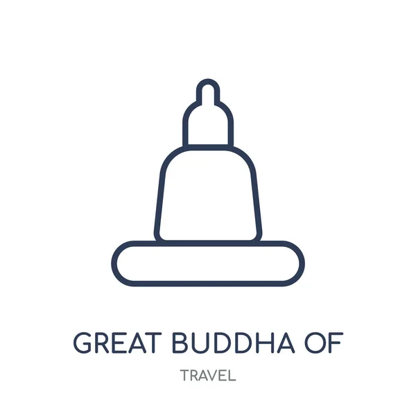 Grande Buddha Ícone Tailandês Grande Buda Design Símbolo Linear Tailandês — Vetor de Stock