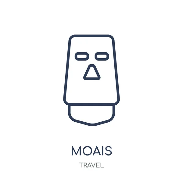 Moais Moais 线性符号设计从旅行集合 简单的大纲元素向量例证在白色背景 — 图库矢量图片