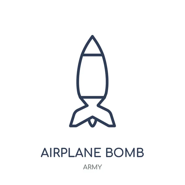 飛行機の爆弾のアイコン 軍コレクションから飛行機爆弾線形シンボル デザイン — ストックベクタ