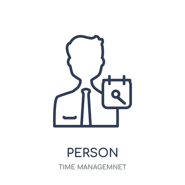 Icono Persona Diseño Símbolo Lineal Persona Colección Time Managemnet — Vector de stock