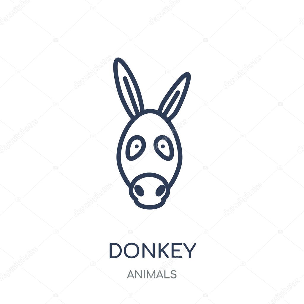 Donkey icon. Donkey linear symbol design from Animals collection. Simple outline element vector illustration on white background.