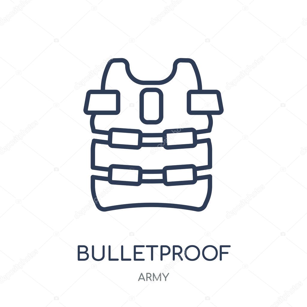 Bulletproof icon. Bulletproof linear symbol design from Army collection.
