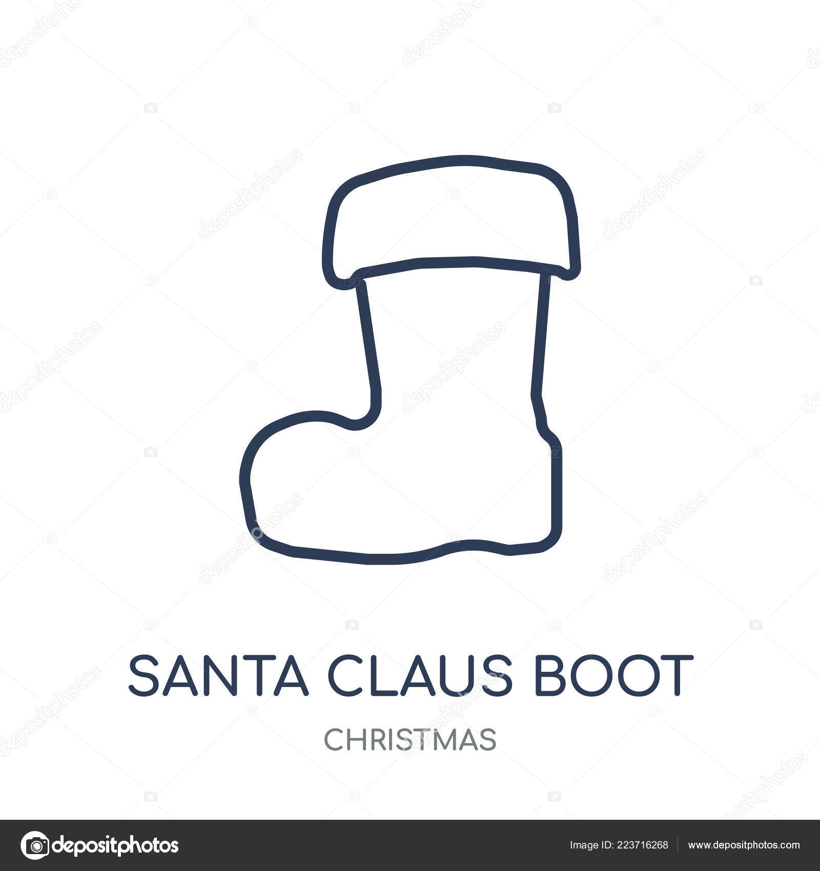 Santa Claus Boot Icon Santa Claus Boot Linear Symbol Design