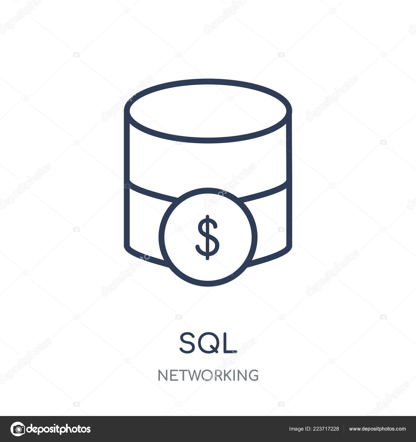 Sql Icon Sql Linear Symbol Design Networking Collection Simple Outline ...