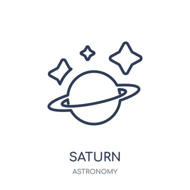 Satürn simgesi. Satürn doğrusal sembolü tasarım astronomi Collection.
