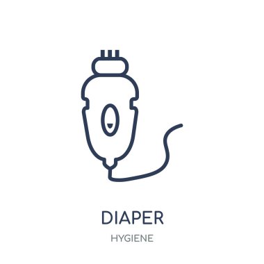 Bebek bezi simgesi. Bebek bezi doğrusal sembolü tasarım hijyen koleksiyonundan. Beyaz arka plan üzerinde basit anahat öğesi vektör çizim.