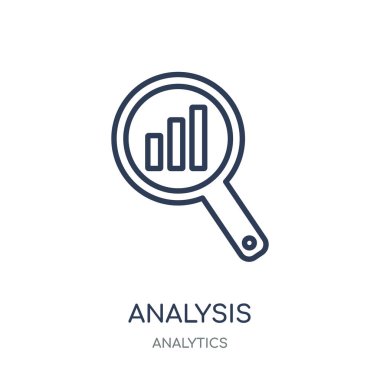 Analiz simgesi. Analiz doğrusal sembolü tasarım Analytics koleksiyonundan. Beyaz arka plan üzerinde basit anahat öğesi vektör çizim.