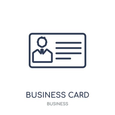 Kartvizit simgesi. Kartvizit doğrusal sembol tasarımı iş koleksiyonundan. Beyaz arka plan üzerinde basit anahat öğesi vektör çizim.