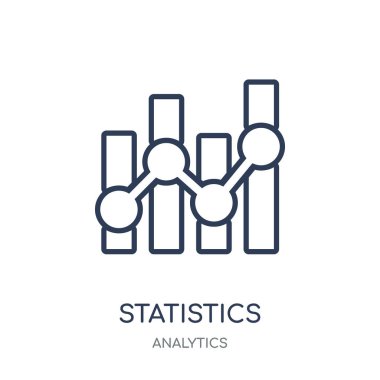 İstatistik simgesi. İstatistik doğrusal sembolü tasarım Analytics koleksiyonundan. Beyaz arka plan üzerinde basit anahat öğesi vektör çizim.