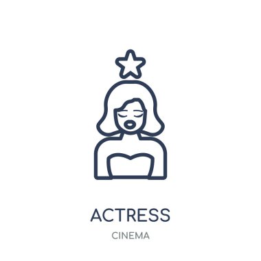 oyuncu simgesi. aktris doğrusal sembolü tasarım sinema koleksiyonundan. Beyaz arka plan üzerinde basit anahat öğesi vektör çizim.