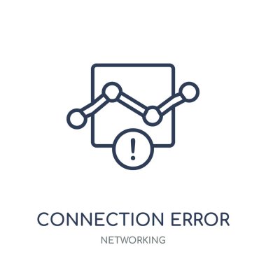 Bağlantı hata simgesi. Bağlantı hata doğrusal sembolü tasarım ağ koleksiyonundan. Beyaz arka plan üzerinde basit anahat öğesi vektör çizim.