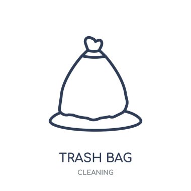 çöp torbası simgesi. çöp torbası doğrusal sembolü tasarım koleksiyonu temizlik from. Beyaz arka plan üzerinde basit anahat öğesi vektör çizim.