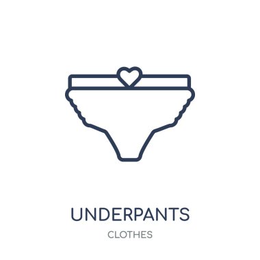 İç çamaşırı simgesi. İç çamaşırı doğrusal sembolü tasarım kıyafetler koleksiyonundan. Beyaz arka plan üzerinde basit anahat öğesi vektör çizim.
